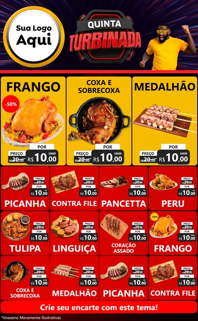 Modelo de Encarte para Encarte Grande com o tema Quinta Turbinada para Assados