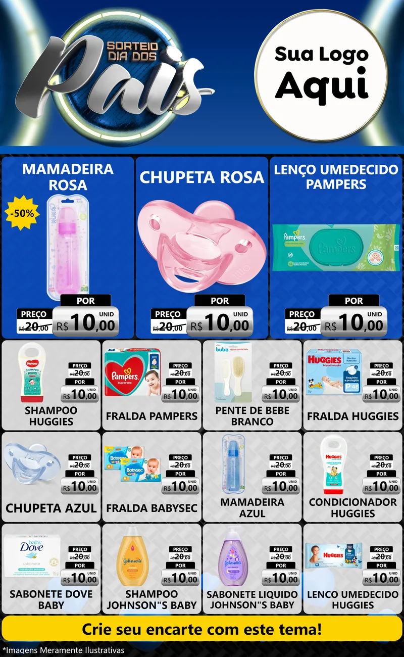 Modelo de Encarte para Encarte Grande com o tema Sorteio Dia Dos Pais para Bebês