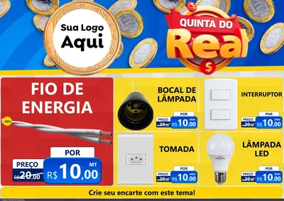 Modelo de Encarte para Encarte A4 Horizontal com o tema Quinta do Real para Materiais Elétricos