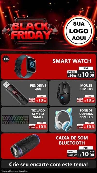 Modelo de TV para TV Vertical com o tema Black Friday para Informática