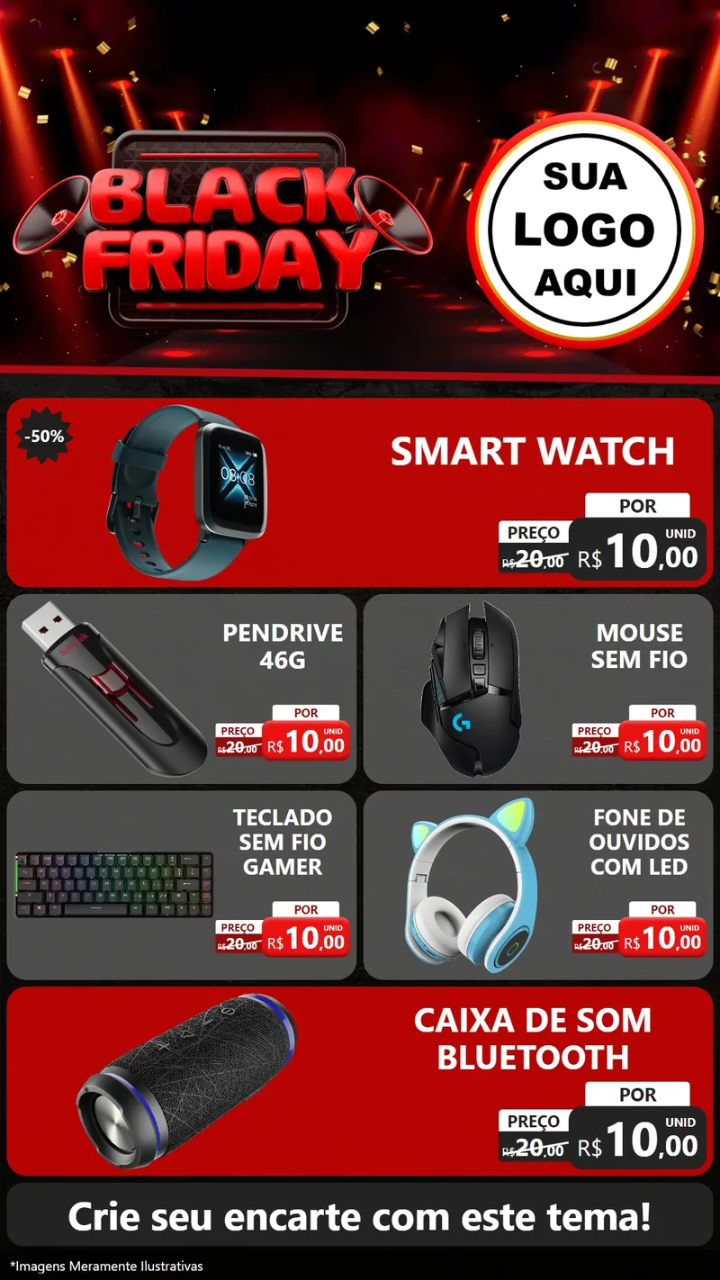 Modelo de TV para TV Vertical com o tema Black Friday para Informática