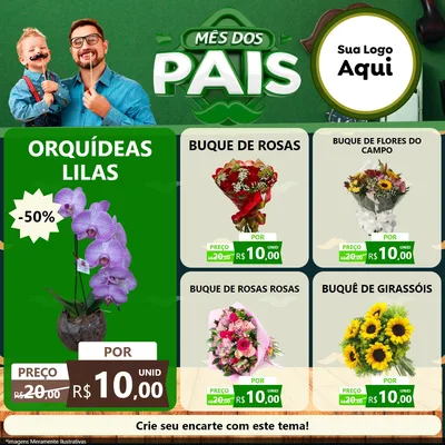 Modelo de Rede Social para Feed Facebook com o tema Mês dos Pais para Floricultura e jardim