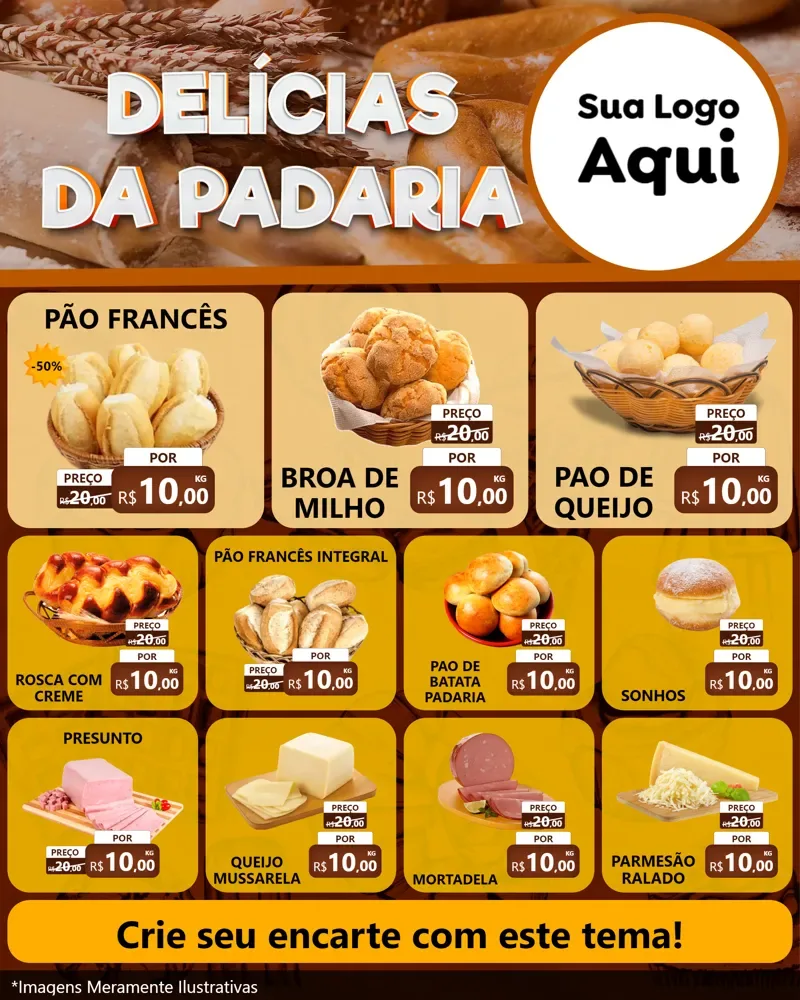 Modelo de Rede Social para Feed Instagram com o tema Delícias da padaria para Padaria