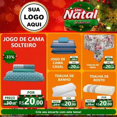 Modelo de Rede Social para Feed Facebook com o tema Um Natal de Ofertas para Cama, Mesa e Banho