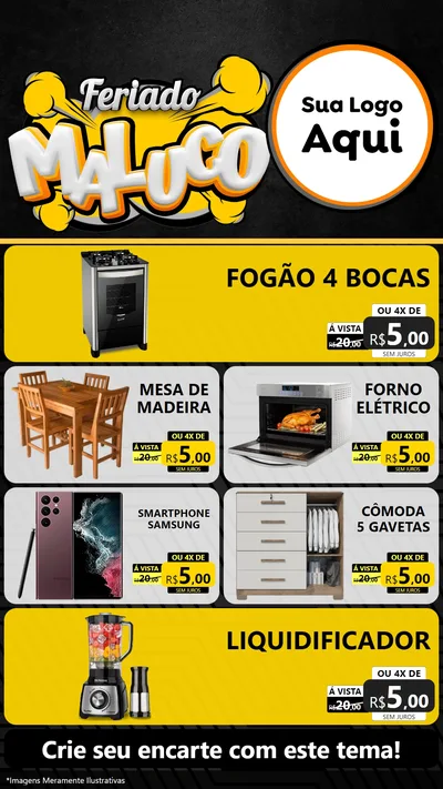 Modelo de TV para TV Vertical com o tema Feriado Maluco para Móveis e Eletro