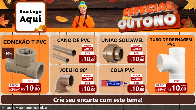 Modelo de TV para TV Horizontal com o tema Especial Outono para Tubos e conexões