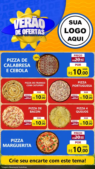 Modelo de TV para TV Vertical com o tema Verão de Ofertas para Pizzaria
