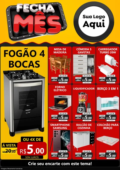 Modelo de Encarte para Encarte A4 Vertical com o tema Fecha Mês para Móveis e Eletro