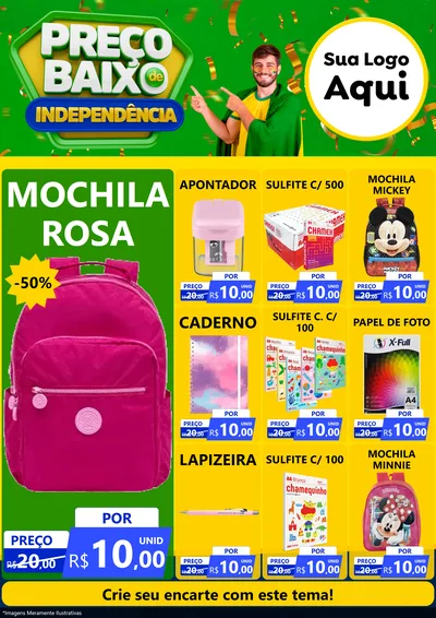 Modelo de Encarte para Encarte A4 Vertical com o tema Preço Baixo de Independência para Papelaria