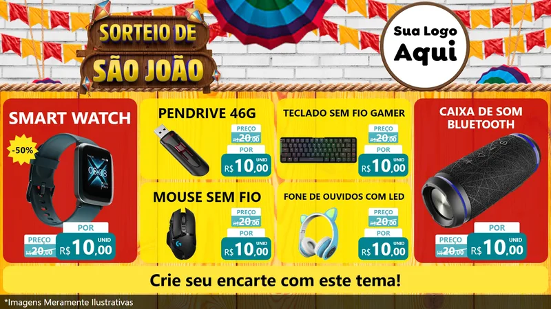 Modelo de TV para TV Horizontal com o tema Sorteio de São João para Informática