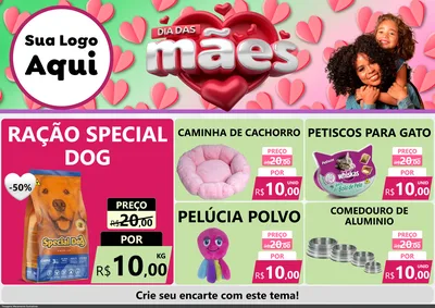 Modelo de Encarte para Encarte A4 Horizontal com o tema Dia das Mães para Pet Shop
