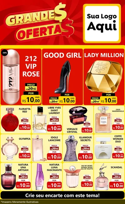 Modelo de Encarte para Encarte Grande com o tema Grandes Ofertas para Perfumes