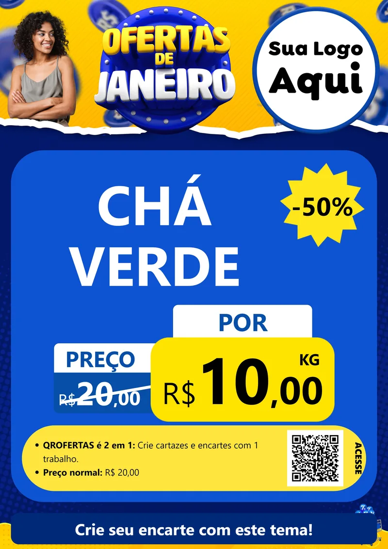 Modelo de Cartaz para Cartaz A4 Vertical com o tema Ofertas de Janeiro para Produtos Naturais