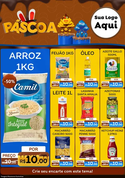 Modelo de Encarte para Encarte A4 Vertical com o tema Páscoa para Supermercado