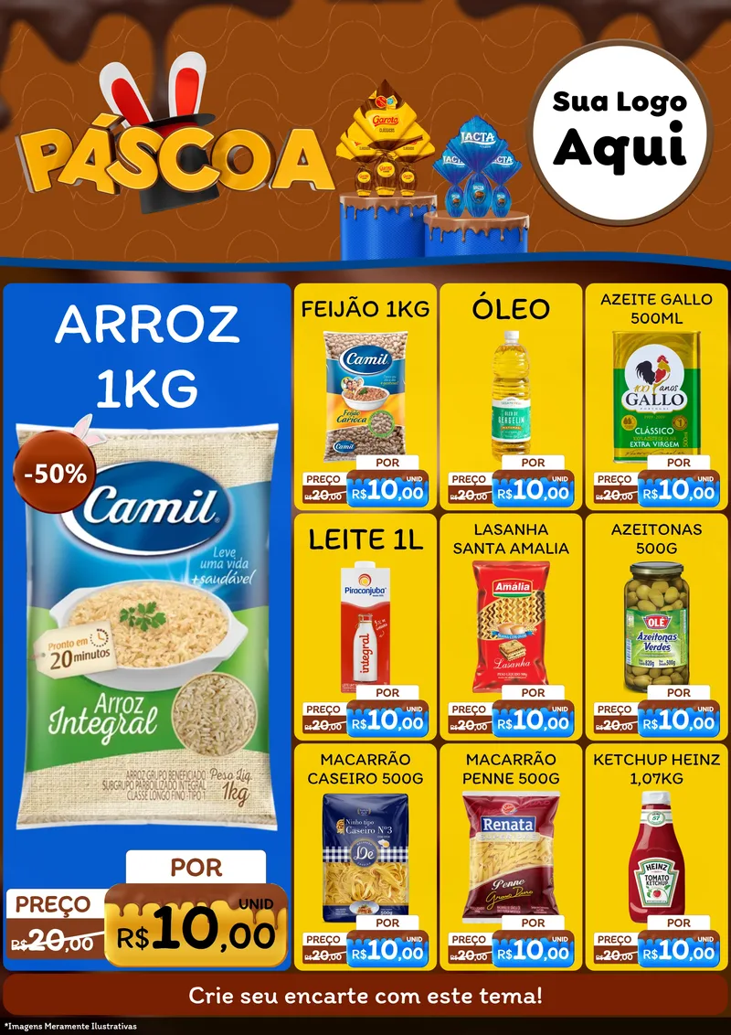 Modelo de Encarte para Encarte A4 Vertical com o tema Páscoa para Supermercado
