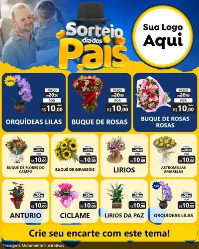 Modelo de Rede Social para Feed Instagram com o tema Sorteio Dia Dos Pais para Floricultura e jardim
