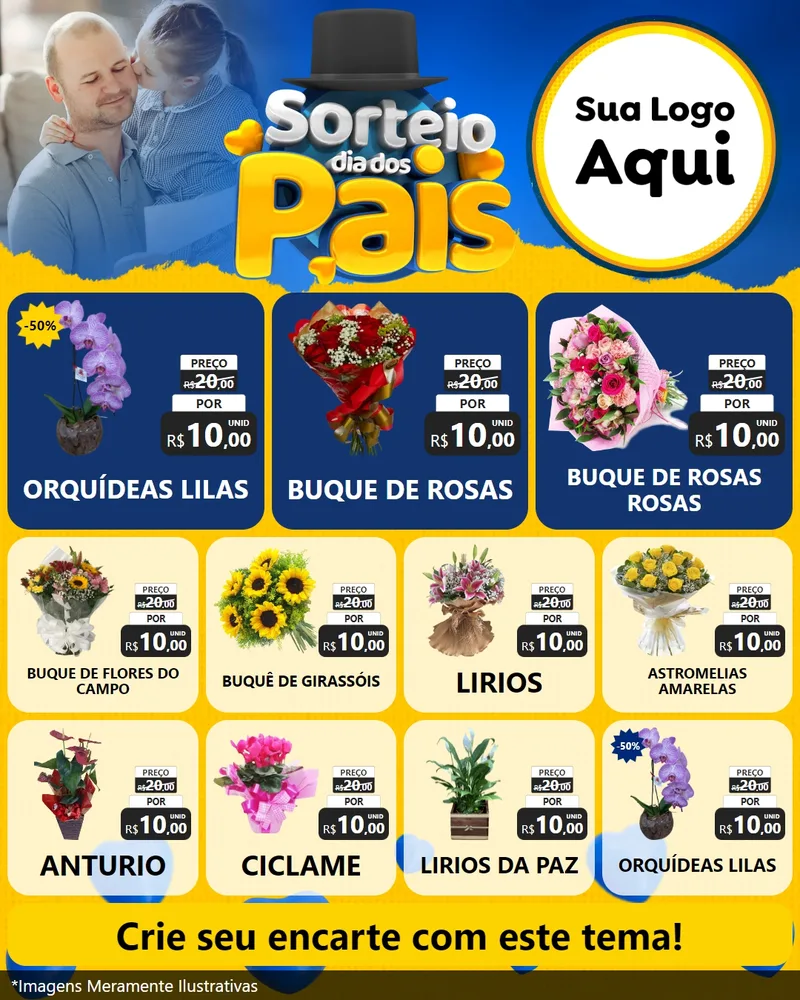 Modelo de Rede Social para Feed Instagram com o tema Sorteio Dia Dos Pais para Floricultura e jardim