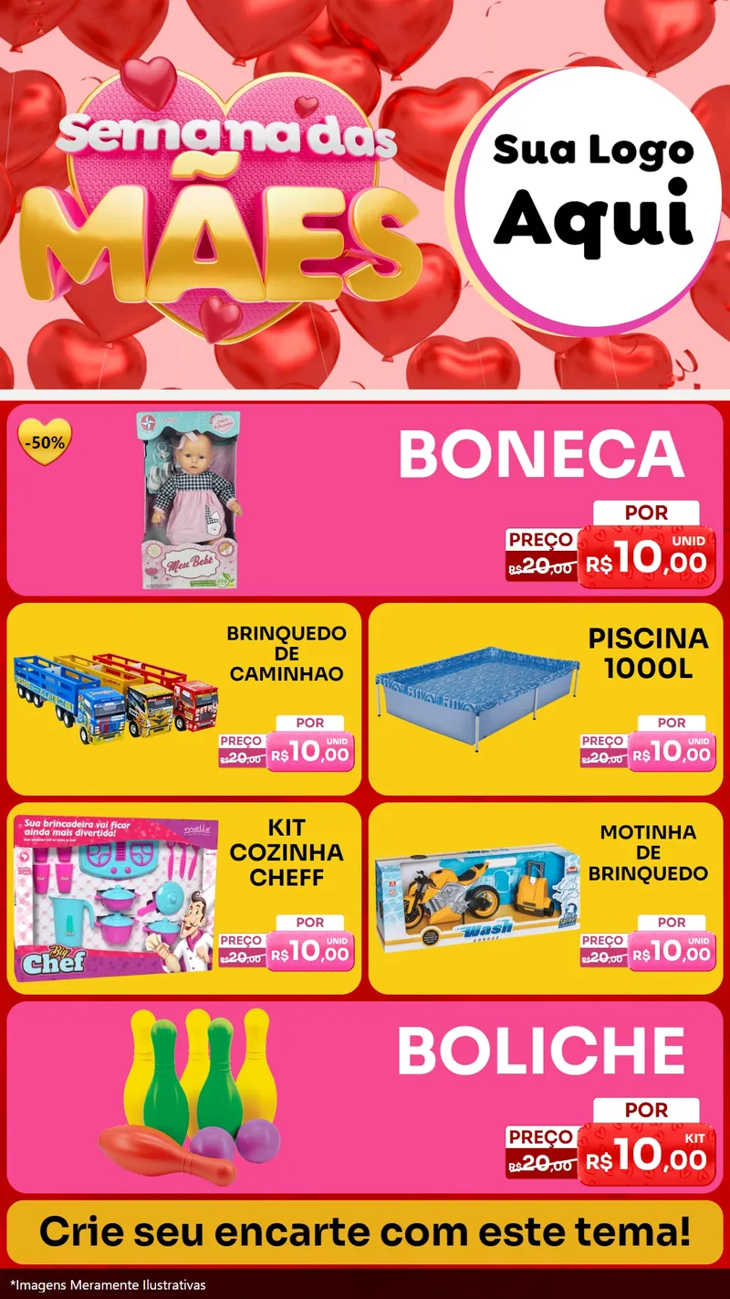 Modelo de TV para TV Vertical com o tema Semana Das Mães para Brinquedos