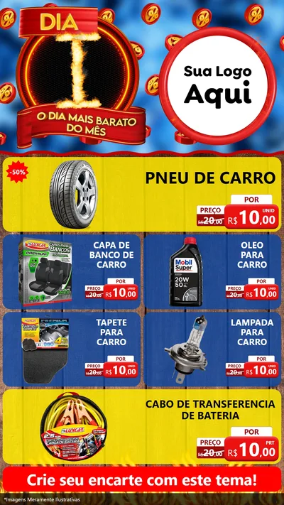 Modelo de TV para TV Vertical com o tema Dia I - O Dia Mais Barato Do Mês para Auto peças