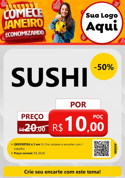 Modelo de Cartaz para Cartaz A4 Vertical com o tema Comece Janeiro Economizando para Comida japonesa