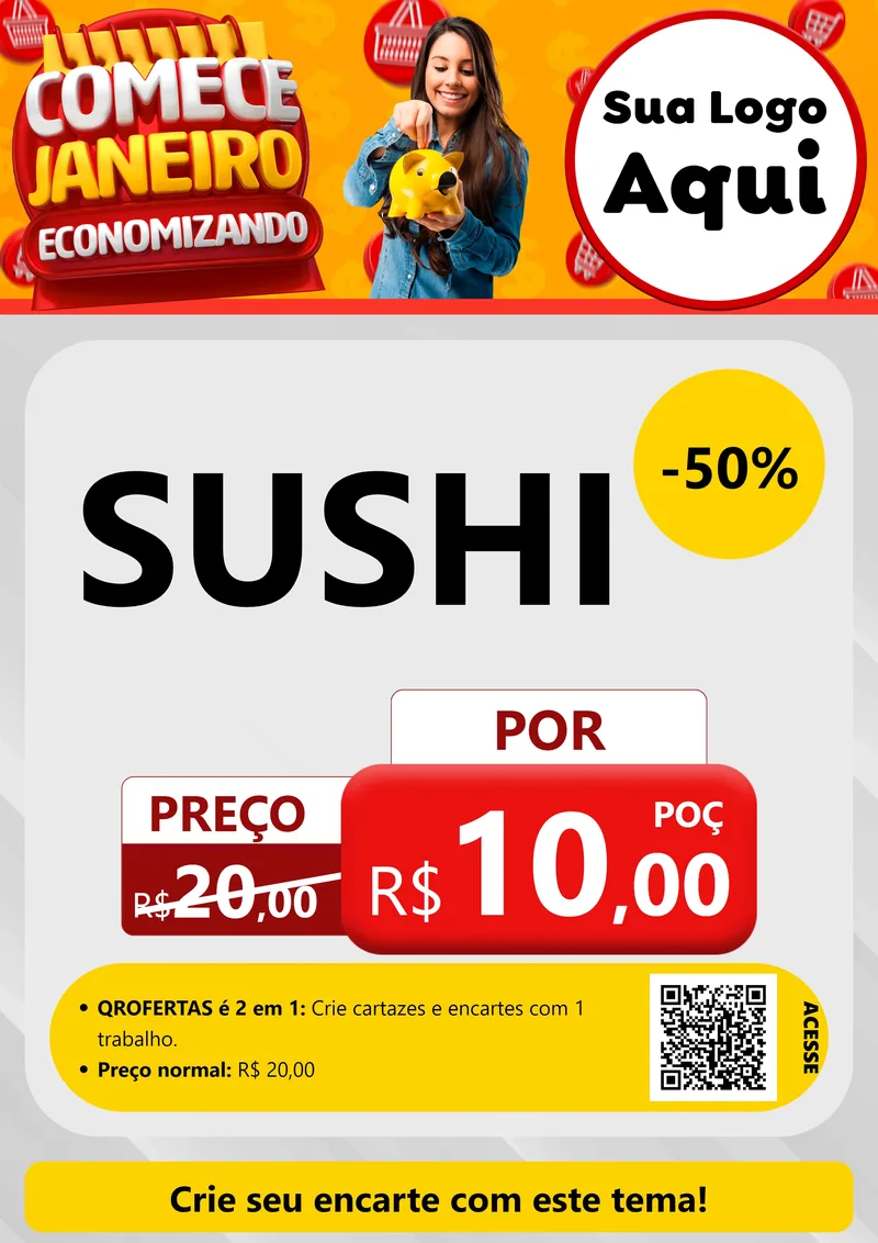 Modelo de Cartaz para Cartaz A4 Vertical com o tema Comece Janeiro Economizando para Comida japonesa