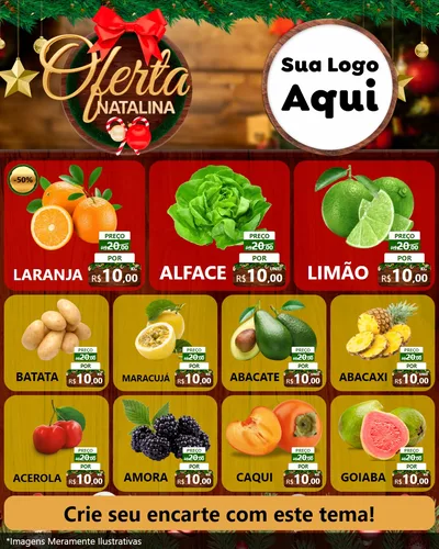 Modelo de Rede Social para Feed Instagram com o tema Ofertas Natalina para Hortifrúti