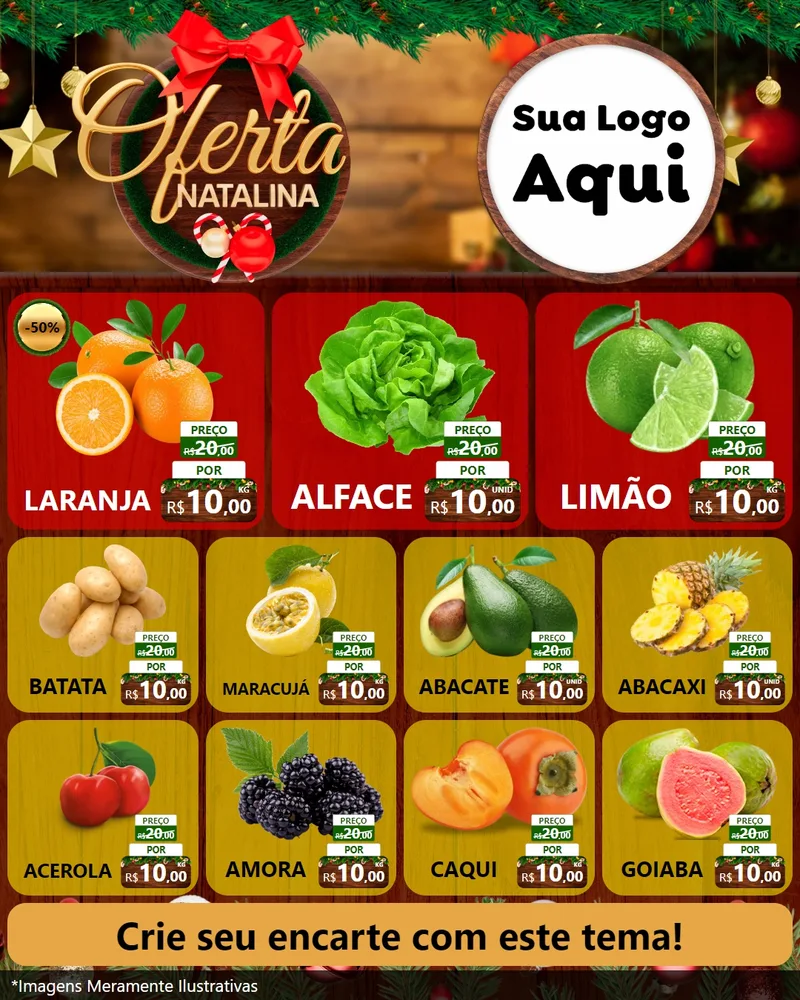 Modelo de Rede Social para Feed Instagram com o tema Ofertas Natalina para Hortifrúti