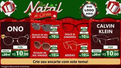 Modelo de TV para TV Horizontal com o tema Um Natal de Ofertas para Óticas