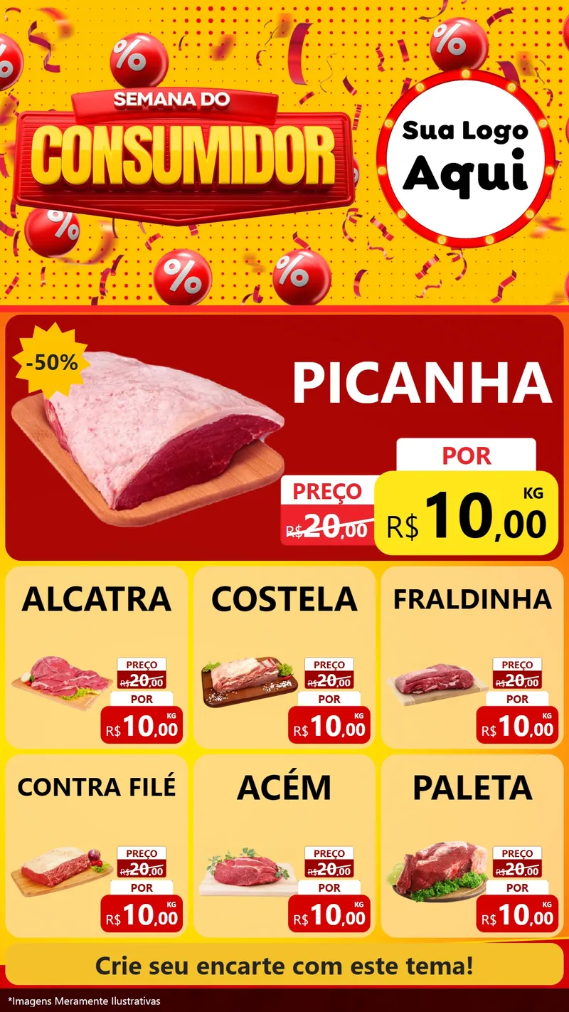 Modelo de Rede Social para Stories com o tema Semana do Consumidor para Açougue