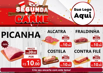 Modelo de Encarte para Encarte A4 Horizontal com o tema Segunda da Carne - Carnaval para Açougue