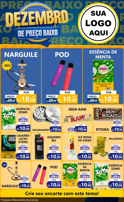 Modelo de Encarte para Encarte Grande com o tema Dezembro de Preço Baixo para Tabacaria