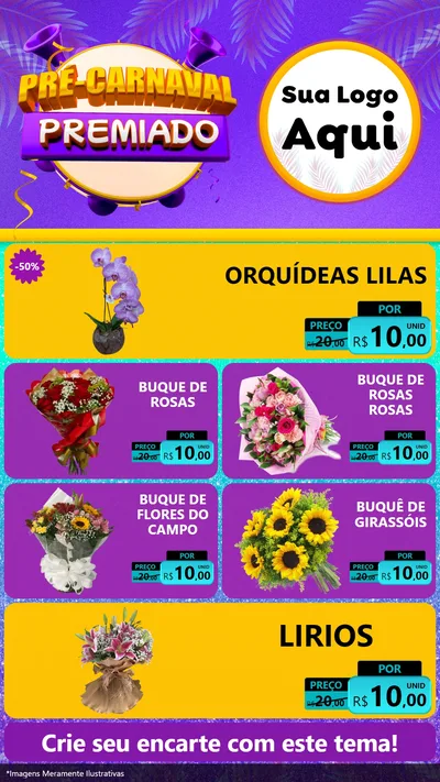 Modelo de TV para TV Vertical com o tema Pré-Carnaval Premiado para Floricultura e jardim