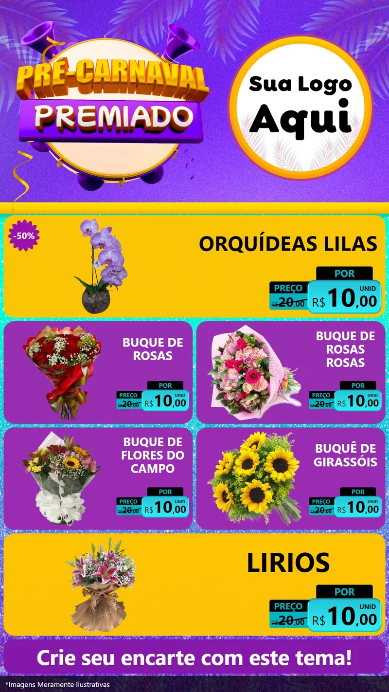 Modelo de TV para TV Vertical com o tema Pré-Carnaval Premiado para Floricultura e jardim