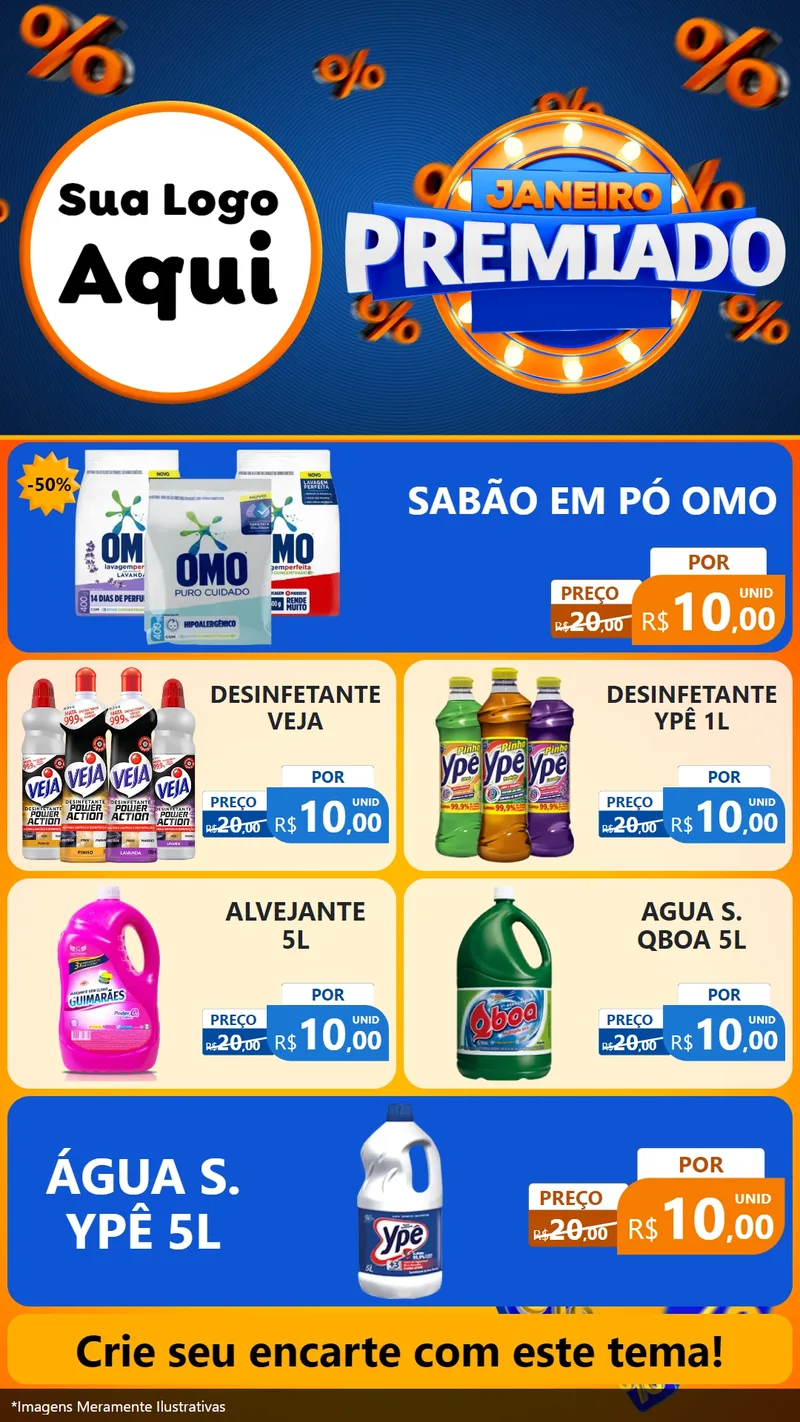 Modelo de TV para TV Vertical com o tema Janeiro Premiado para Produtos de Limpeza