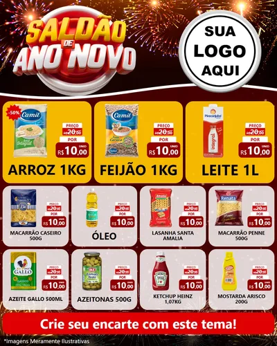 Modelo de Rede Social para Feed Instagram com o tema Saldão de Ano Novo para Supermercado