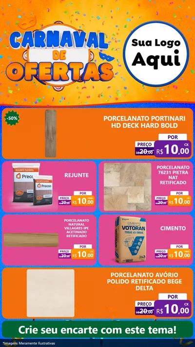 Modelo de TV para TV Vertical com o tema Carnaval de Ofertas para Pisos e revestimentos