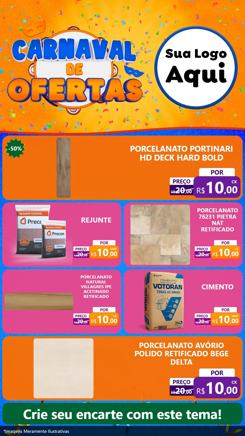Modelo de TV para TV Vertical com o tema Carnaval de Ofertas para Pisos e revestimentos