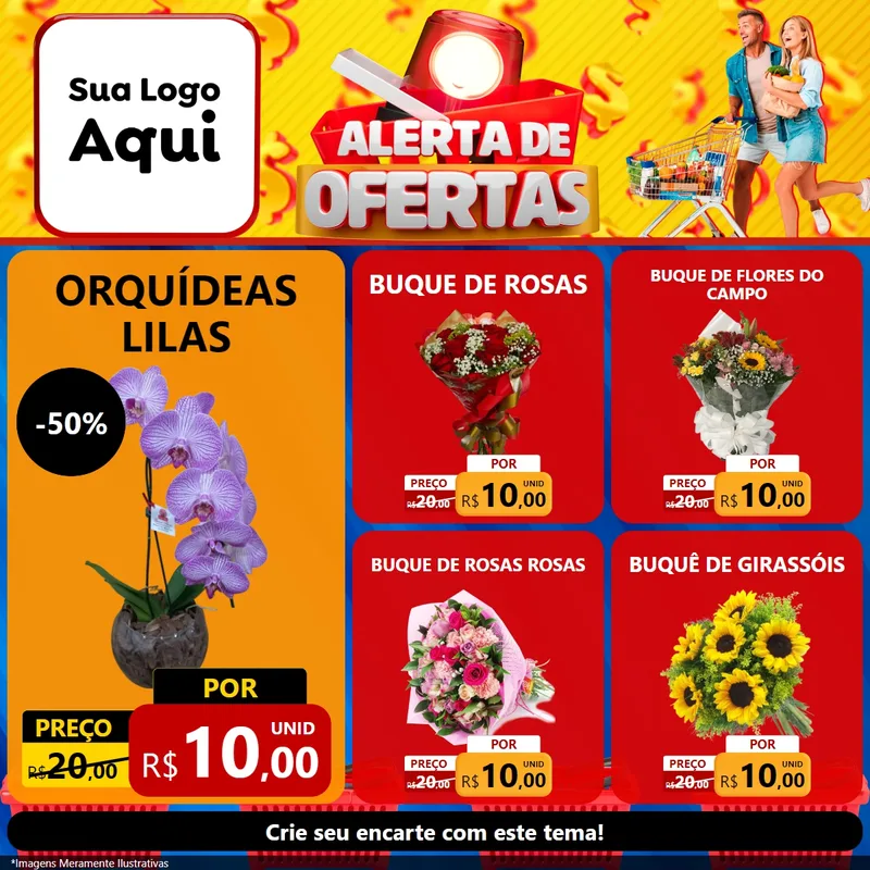 Modelo de Rede Social para Feed Facebook com o tema Alerta de Ofertas para Floricultura e jardim