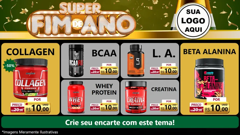 Modelo de TV para TV Horizontal com o tema Super Fim de Ano para Suplementos alimentares