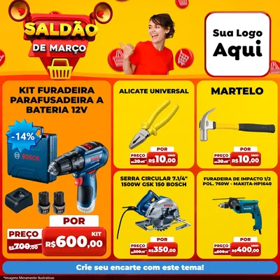 Modelo de Rede Social para Feed Facebook com o tema Saldão de Março para Maquinas e Ferramentas