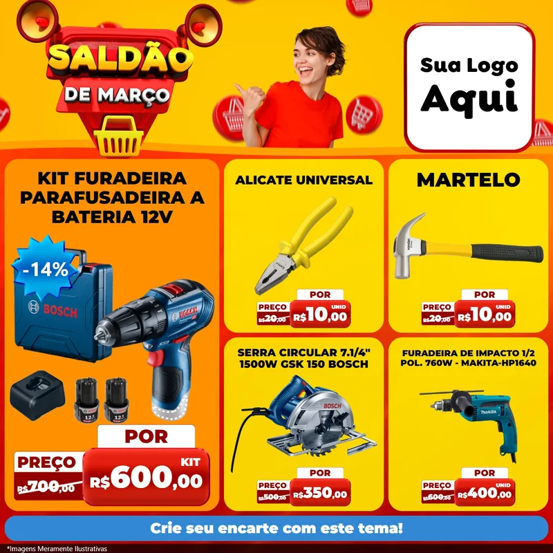 Modelo de Rede Social para Feed Facebook com o tema Saldão de Março para Maquinas e Ferramentas