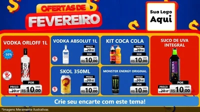 Modelo de TV para TV Horizontal com o tema Ofertas de Fevereiro para Distribuidora de bebidas
