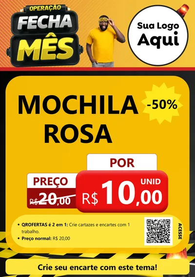 Modelo de Cartaz para Cartaz A4 Vertical com o tema Operação Fecha Mês para Papelaria