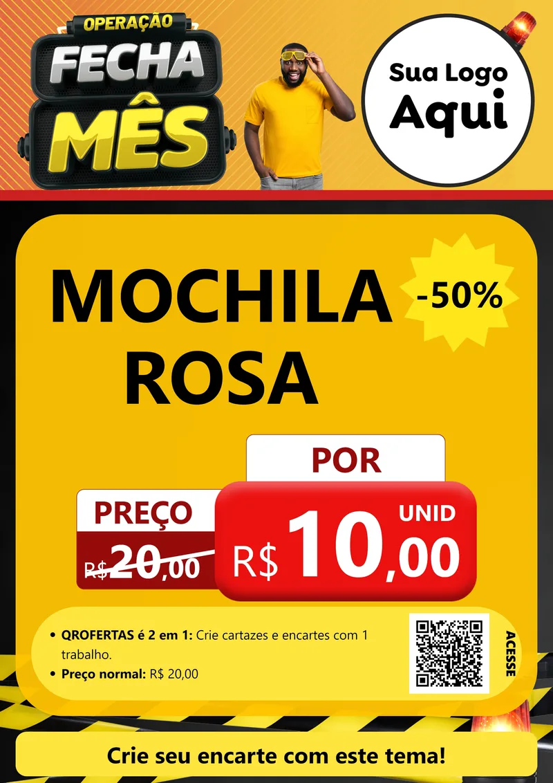 Modelo de Cartaz para Cartaz A4 Vertical com o tema Operação Fecha Mês para Papelaria