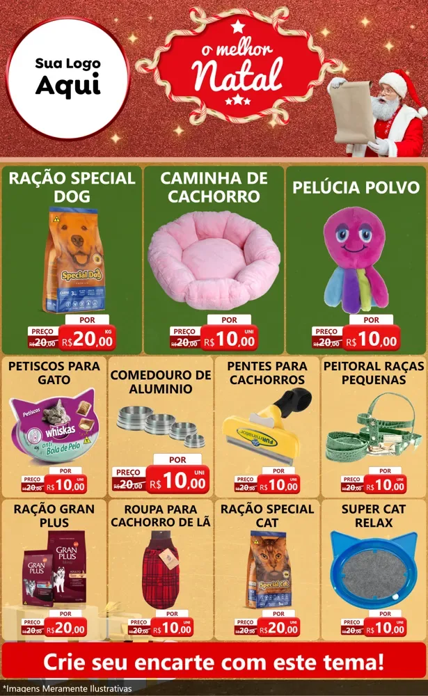 Modelo de Encarte para Encarte Grande com o tema O Melhor Natal para Pet Shop