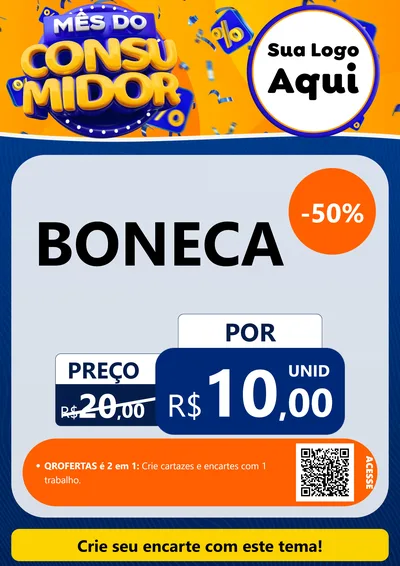 Modelo de Cartaz para Cartaz A4 Vertical com o tema Mês do Consumidor para Brinquedos