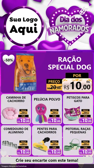 Modelo de Rede Social para Stories com o tema Dia dos Namorados para Pet Shop