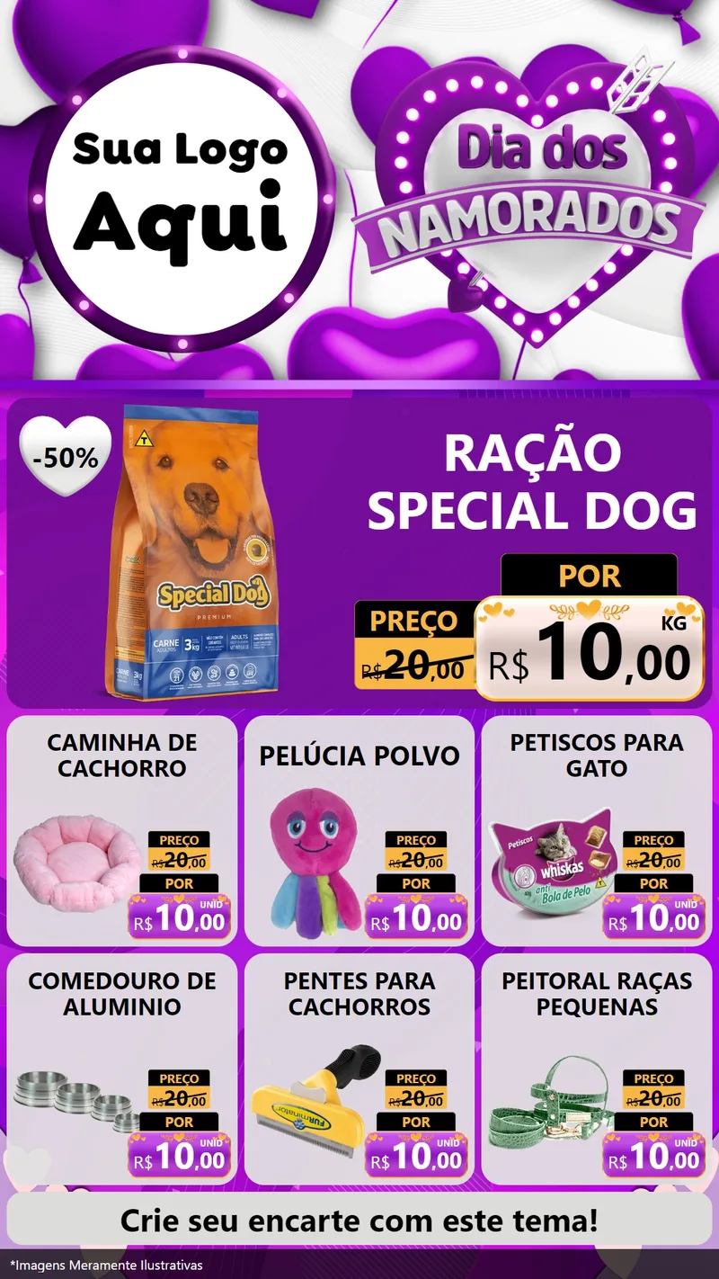 Modelo de Rede Social para Stories com o tema Dia dos Namorados para Pet Shop