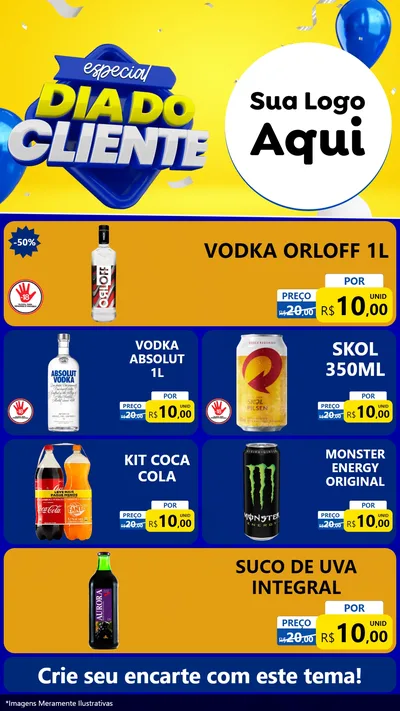 Modelo de TV para TV Vertical com o tema Especial Dia do Cliente para Distribuidora de bebidas