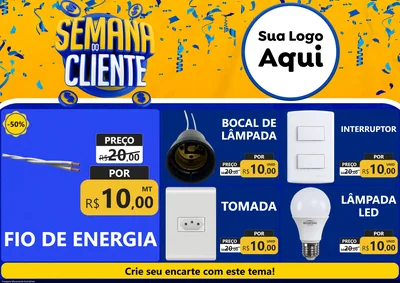 Modelo de Encarte para Encarte A4 Horizontal com o tema Semana do Cliente para Materiais Elétricos